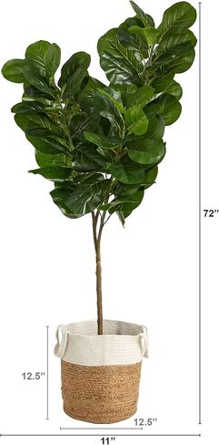 6ft. Fiddle Leaf Fig Artificial Tree in Handmade Natural Jute and Cotton Planter in Saudi Arabia