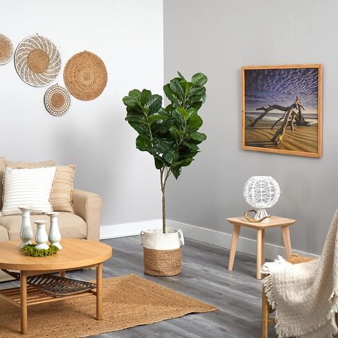 6ft. Fiddle Leaf Fig Artificial Tree in Handmade Natural Jute and Cotton Planter in Saudi Arabia