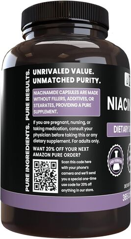 Pure Original Ingredients Niacinamide (730 Capsules) No Magnesium Or Rice Fillers, Always Pure, Lab Verified in Saudi Arabia