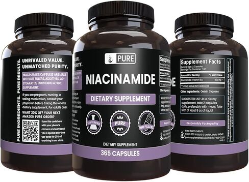 Pure Original Ingredients Niacinamide (730 Capsules) No Magnesium Or Rice Fillers, Always Pure, Lab Verified in Saudi Arabia