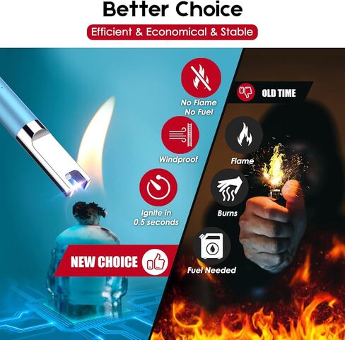 ولاعة شمعة فلامجيرلانت ولاعة كهربائية ولاعة بلازما مع أداة تشذيب فتيل الشمعة، ولاعة قابلة لإعادة الشحن عبر USB مع شاشة عرض للبطارية، ولاعة قوسية للشموع والطهي والشواء والألعاب النارية in Kuwait
