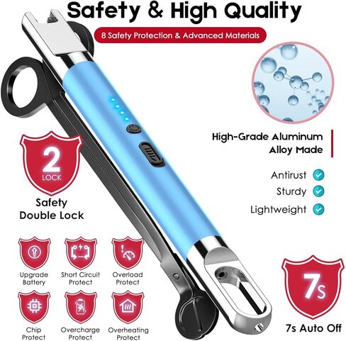 ولاعة شمعة فلامجيرلانت ولاعة كهربائية ولاعة بلازما مع أداة تشذيب فتيل الشمعة، ولاعة قابلة لإعادة الشحن عبر USB مع شاشة عرض للبطارية، ولاعة قوسية للشموع والطهي والشواء والألعاب النارية in Kuwait