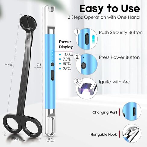 ولاعة شمعة فلامجيرلانت ولاعة كهربائية ولاعة بلازما مع أداة تشذيب فتيل الشمعة، ولاعة قابلة لإعادة الشحن عبر USB مع شاشة عرض للبطارية، ولاعة قوسية للشموع والطهي والشواء والألعاب النارية in Kuwait