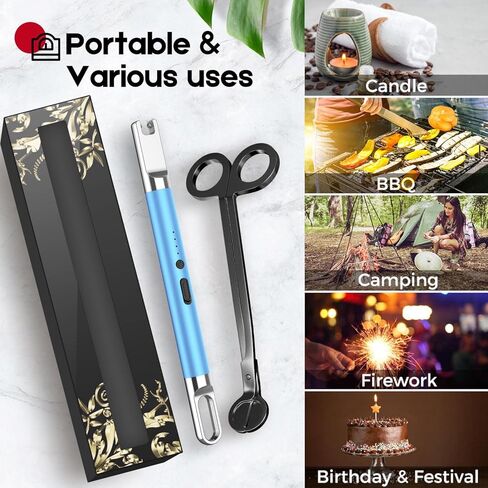 ولاعة شمعة فلامجيرلانت ولاعة كهربائية ولاعة بلازما مع أداة تشذيب فتيل الشمعة، ولاعة قابلة لإعادة الشحن عبر USB مع شاشة عرض للبطارية، ولاعة قوسية للشموع والطهي والشواء والألعاب النارية in Kuwait