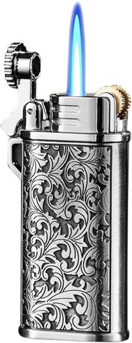 (2Pcs) Relief Flower Butane Cool Lighter,Refillable Butane Jet Flame Windproof Lighter,Portable Funny Personality Compact, BBQ Kitchen,Torch Lighter,Candles,Metal Pattern in Saudi Arabia