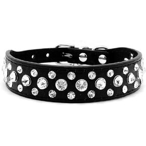 Rhinestone Dog Collar, Bling Rhinestone PU Leather Crystal Diamond Pet Dog Cat Puppy Collar Black S M L XL (XL, Hot Pink)