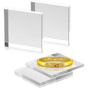 Acrylic Square Display Block 4 X 4 X 0.12 Inches, 4PCS Clear Polished Cube Acrylic Block, Acrylic Display Block Stand Solid Base Jewelry Stand Flat Lay Acrylic Blocks for Photography, Acrylic Cube in Kuwait