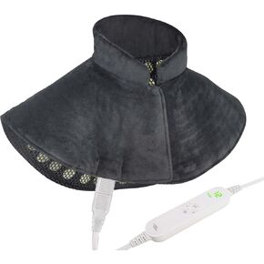 وسادة تسخين مرجحة بحجر اليشم الطبيعي، وسادة حرارية سريعة من GOQOTOMO لتخفيف آلام الرقبة والكتفين والتشنجات - 12 مستوى للحرارة، 8 مؤقتات، 156 قطعة من أحجار اليشم -JS006 (الحجم: 22 بوصة × 26 بوصة أسود) in Kuwait