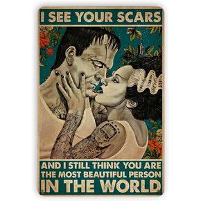 Metal Tin Signs Tin Sign The Bride of Frankenstein I See Your Scars Poster Street Garage Family Cafe Bar Farm Bathroom Door Wall Decoration Retro Plaque 8x12 Inch in Saudi Arabia