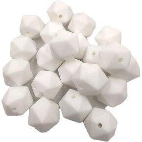Alenybeby 50pcs 14mm Silicone Polyhedron Pearl Beads Silicone Icosahedron Beads for Keychain Mom Necklace Making DIY Craft Jewelry Beading Accessory