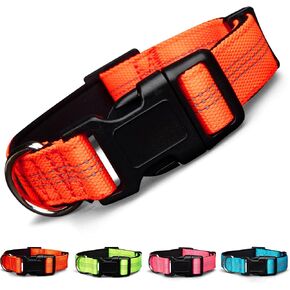 BLAZIN 'Color Me Happy!' Reflective Dog Collar for Day and Night - Adjustable Soft Neoprene Padded Dog Collar in 4 Vibrant Colors - Keeps Dogs Safe and Stylish - for Every Day Use (Medium, Blue) in Kuwait