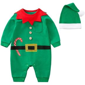 ZHSKEUUN My First Christmas Baby Boy Girl Outift Infant Long Sleeve Onesie Romper Newborn Elf Reindeer Costume Santa Outfits