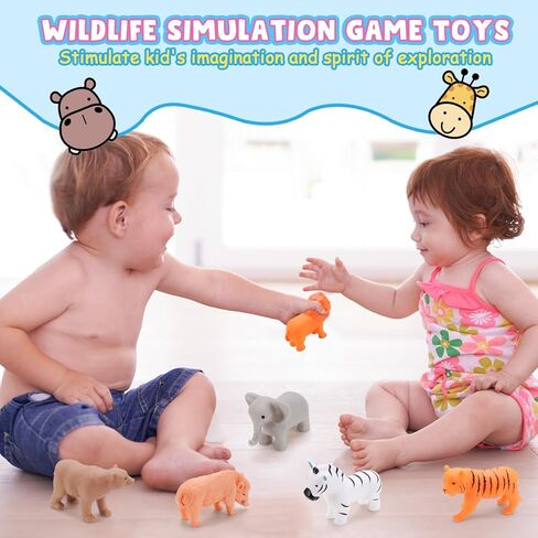 12 Pcs No Hole Bath Baby Toys, Wild Animal Water Toys for Toddlers 1-3, No Hold Bathtub Pool Toys for Kids Age 2-4 Boys Girls, Newborn Bath Toys Gifts for Infants Age 1-2 in Kuwait