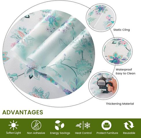 DKTIE 3D Window Privacy Film Static Clings Non Adhesive Opaque Vinyl Bathroom Door Decorative Stickers UV Blocking Heat Control Coverings (Purple, 17.7'' x 78.7'') in Kuwait