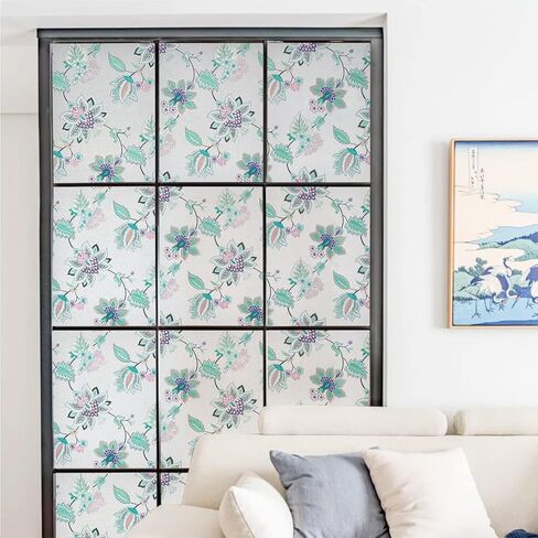 DKTIE 3D Window Privacy Film Static Clings Non Adhesive Opaque Vinyl Bathroom Door Decorative Stickers UV Blocking Heat Control Coverings (Purple, 17.7'' x 78.7'') in Kuwait