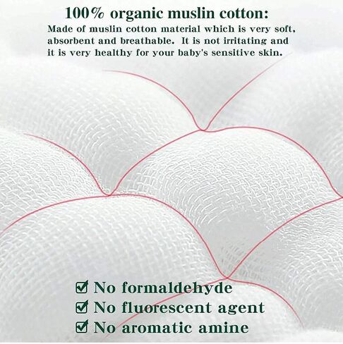 ® Muslin Baby Blankets | Swaddle for Newborns | 100% Organic Cotton Gauze Receiving Blanket Soft, Silky & Breathable for Girls & Neutral Gender | Baby Essentials | 47 x 47 inches in Saudi Arabia
