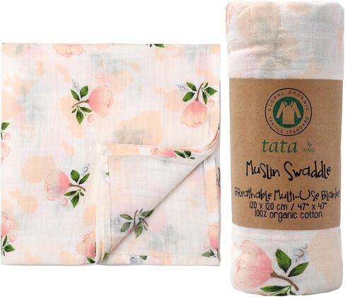 ® Muslin Baby Blankets | Swaddle for Newborns | 100% Organic Cotton Gauze Receiving Blanket Soft, Silky & Breathable for Girls & Neutral Gender | Baby Essentials | 47 x 47 inches in Saudi Arabia