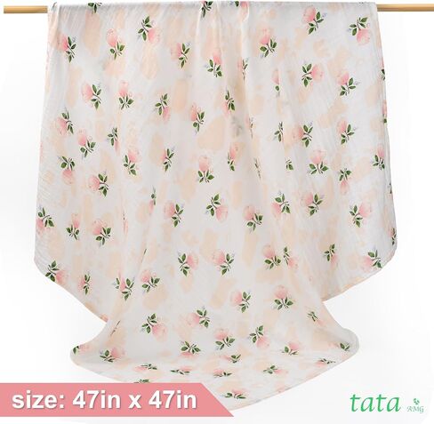 ® Muslin Baby Blankets | Swaddle for Newborns | 100% Organic Cotton Gauze Receiving Blanket Soft, Silky & Breathable for Girls & Neutral Gender | Baby Essentials | 47 x 47 inches in Saudi Arabia