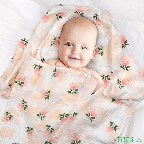 ® Muslin Baby Blankets | Swaddle for Newborns | 100% Organic Cotton Gauze Receiving Blanket Soft, Silky & Breathable for Girls & Neutral Gender | Baby Essentials | 47 x 47 inches in Saudi Arabia