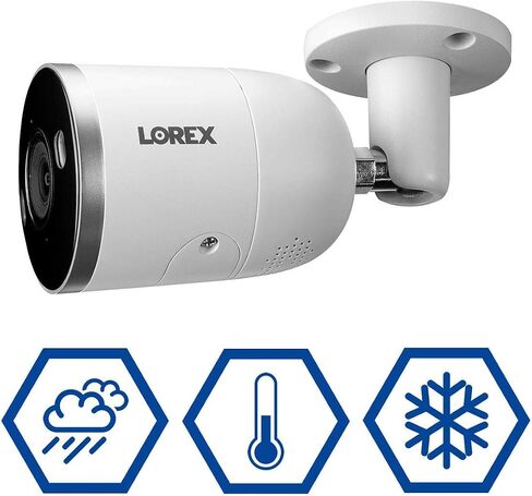 Lorex E892AB Indoor/Outdoor 4K Ultra HD Smart Deterrence IP Bullet Camera with Smart Motion Plus, 150ft NV, CNV, 2.8mm, IP67, White (Renewed) in Saudi Arabia