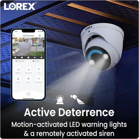 Lorex 4K Wired Security Camera – Outdoor & Indoor Add on PoE Wired Camera Surveillance System for Home & Business – Deterrence Lighting, Motion Detection, Color Night Vision in Saudi Arabia