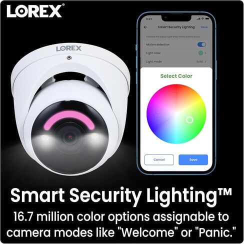 Lorex 4K Wired Security Camera – Outdoor & Indoor Add on PoE Wired Camera Surveillance System for Home & Business – Deterrence Lighting, Motion Detection, Color Night Vision in Saudi Arabia