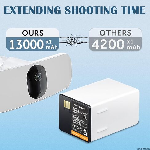 بطارية A-7a XL ممتدة بقدرة 13000 مللي أمبير في الساعة لكاميرا Alro Pro 3 Floodlight/Arlo Pro 4 XL/Arlo Go 2/ Arlo Pro 3 XL/Arlo Pro 4 XL Spotlight 3/ Arlo Ultra XL/Arlo Ultra 2 XL مع شاحن سريع مطور بقدرة 18 وات in Kuwait