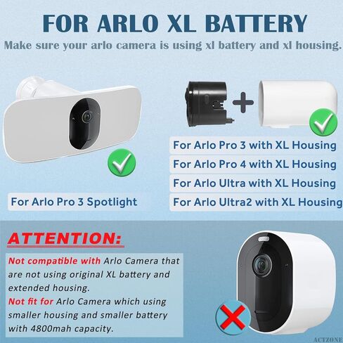 بطارية A-7a XL ممتدة بقدرة 13000 مللي أمبير في الساعة لكاميرا Alro Pro 3 Floodlight/Arlo Pro 4 XL/Arlo Go 2/ Arlo Pro 3 XL/Arlo Pro 4 XL Spotlight 3/ Arlo Ultra XL/Arlo Ultra 2 XL مع شاحن سريع مطور بقدرة 18 وات in Kuwait