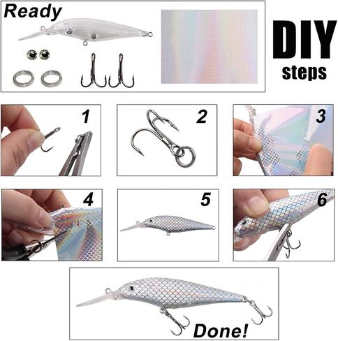Unpainted Fishing Lures Making Kit, 166pcs Fishing Lure Blanks Treble Hooks 4D Eyes Stickers Split Rings Set DIY Fishing Lure Making Supplies Hard Plastic Crankbait Minnow Bodies in Saudi Arabia