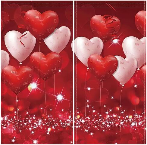 82 x 84 Inches Red Love Glitter Dots Window Curtain Flows Flashing Valentine Day Bedroom Living Room Decoration Drapes 2 Panel Rod Pocket in Saudi Arabia