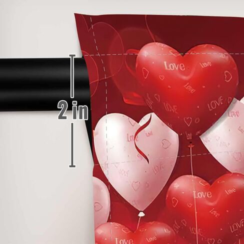 82 x 84 Inches Red Love Glitter Dots Window Curtain Flows Flashing Valentine Day Bedroom Living Room Decoration Drapes 2 Panel Rod Pocket in Saudi Arabia
