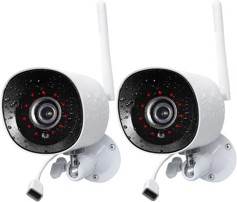 2 حزمة من كاميرات المراقبة اللاسلكية الخارجية، كاميرا مراقبة 2K مع رؤية ليلية، كشف الحركة، مقاومة للماء IP66، تخزين سحابي، تسجيلات 24/7، عرض مباشر، تعمل مع Alexa Google Assitant in Kuwait