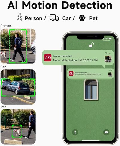 2 حزمة من كاميرات المراقبة اللاسلكية الخارجية، كاميرا مراقبة 2K مع رؤية ليلية، كشف الحركة، مقاومة للماء IP66، تخزين سحابي، تسجيلات 24/7، عرض مباشر، تعمل مع Alexa Google Assitant in Kuwait