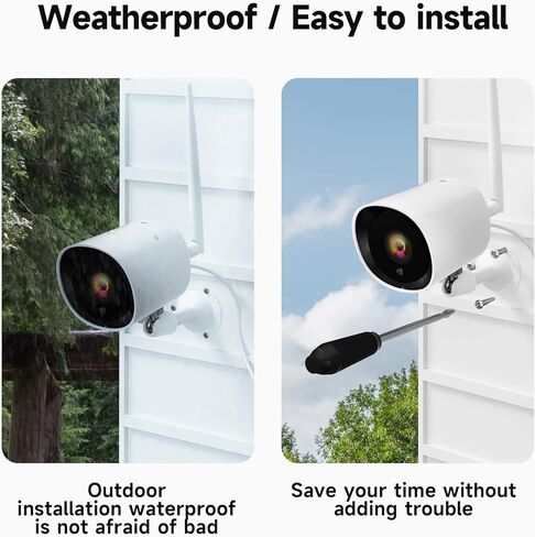 2 حزمة من كاميرات المراقبة اللاسلكية الخارجية، كاميرا مراقبة 2K مع رؤية ليلية، كشف الحركة، مقاومة للماء IP66، تخزين سحابي، تسجيلات 24/7، عرض مباشر، تعمل مع Alexa Google Assitant in Kuwait