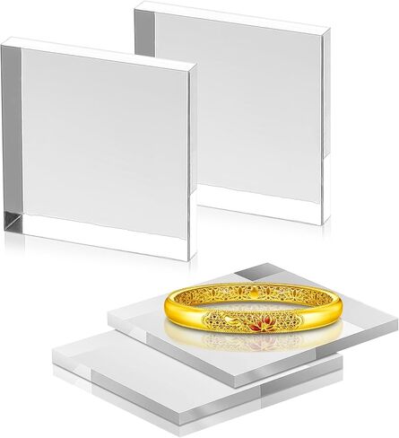 Acrylic Square Display Block 4 X 4 X 0.12 Inches, 4PCS Clear Polished Cube Acrylic Block, Acrylic Display Block Stand Solid Base Jewelry Stand Flat Lay Acrylic Blocks for Photography, Acrylic Cube in Kuwait