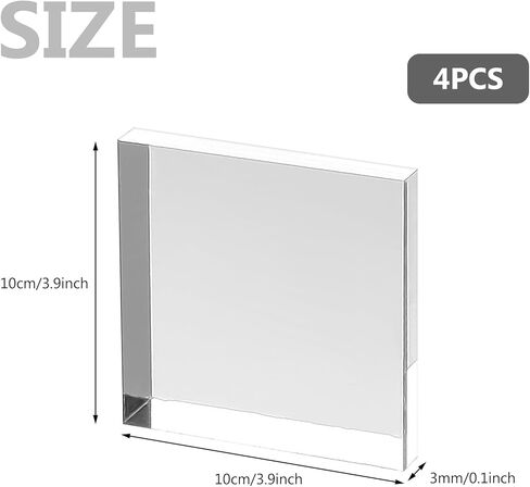 Acrylic Square Display Block 4 X 4 X 0.12 Inches, 4PCS Clear Polished Cube Acrylic Block, Acrylic Display Block Stand Solid Base Jewelry Stand Flat Lay Acrylic Blocks for Photography, Acrylic Cube in Kuwait