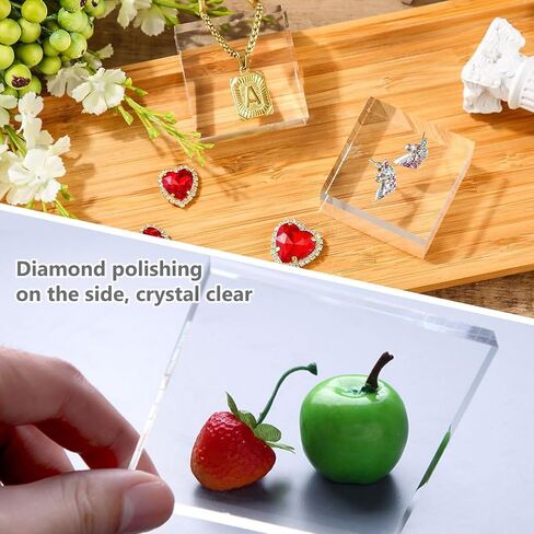 Acrylic Square Display Block 4 X 4 X 0.12 Inches, 4PCS Clear Polished Cube Acrylic Block, Acrylic Display Block Stand Solid Base Jewelry Stand Flat Lay Acrylic Blocks for Photography, Acrylic Cube in Kuwait