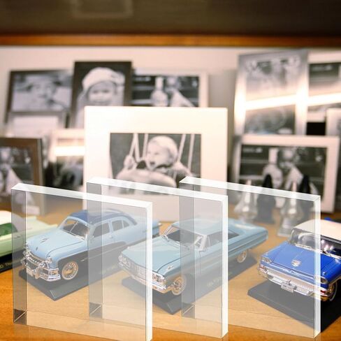 Acrylic Square Display Block 4 X 4 X 0.12 Inches, 4PCS Clear Polished Cube Acrylic Block, Acrylic Display Block Stand Solid Base Jewelry Stand Flat Lay Acrylic Blocks for Photography, Acrylic Cube in Kuwait