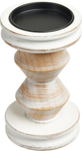 حامل شموع أبيض من الخشب المتعثر، حاملات شموع ريفية مصنوعة يدويًا للشموع الدعامة، حامل شموع على شكل عمود مزرعة مزخرف لغرفة الطعام، قطعة مركزية للطاولة، حاملات شموع ريفية in Kuwait