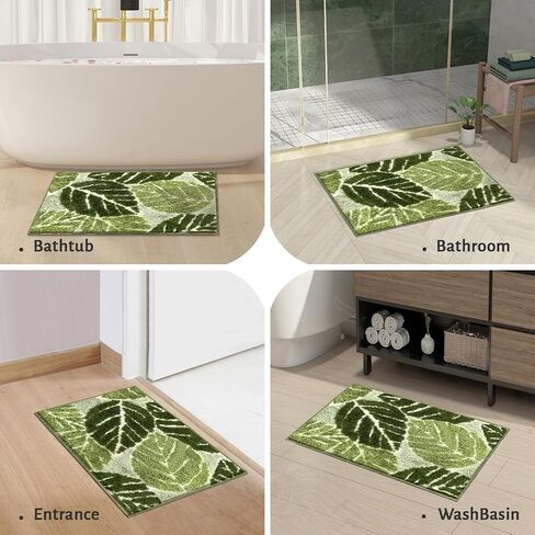 سجاد الحمام Witzest Sage Green Plant غير قابل للانزلاق لطيف Monstera Leaf ماصة حمام حصيرة مضحكة نباتية أرضية حمام قابل للغسل حمام صغير مات ديكور الحمام-17 بوصة × 24 بوصة in Kuwait