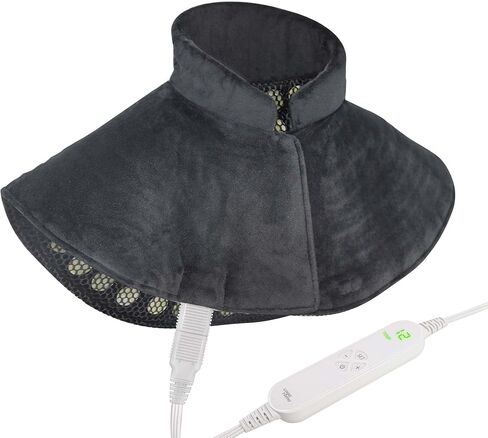 وسادة تسخين مرجحة بحجر اليشم الطبيعي، وسادة حرارية سريعة من GOQOTOMO لتخفيف آلام الرقبة والكتفين والتشنجات - 12 مستوى للحرارة، 8 مؤقتات، 156 قطعة من أحجار اليشم -JS006 (الحجم: 22 بوصة × 26 بوصة أسود) in Kuwait