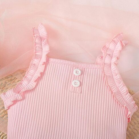 Toddler Baby Girls Summer Clothes Ruffle Sleeveless Outfits Shirt Kid Short Set in Kuwait