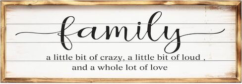 Large Family Sign for Home Decor, Rustic Wood Framed Family Sign Wall Decor for Kitchen, Living Room, Bathroom, Bedroom, Family Wall Art Gift for Family 27.5 × 9.5 inch in Saudi Arabia