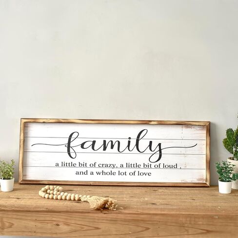 Large Family Sign for Home Decor, Rustic Wood Framed Family Sign Wall Decor for Kitchen, Living Room, Bathroom, Bedroom, Family Wall Art Gift for Family 27.5 × 9.5 inch in Saudi Arabia