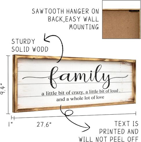 Large Family Sign for Home Decor, Rustic Wood Framed Family Sign Wall Decor for Kitchen, Living Room, Bathroom, Bedroom, Family Wall Art Gift for Family 27.5 × 9.5 inch in Saudi Arabia