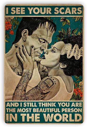 Metal Tin Signs Tin Sign The Bride of Frankenstein I See Your Scars Poster Street Garage Family Cafe Bar Farm Bathroom Door Wall Decoration Retro Plaque 8x12 Inch in Saudi Arabia