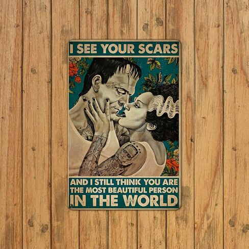 Metal Tin Signs Tin Sign The Bride of Frankenstein I See Your Scars Poster Street Garage Family Cafe Bar Farm Bathroom Door Wall Decoration Retro Plaque 8x12 Inch in Saudi Arabia