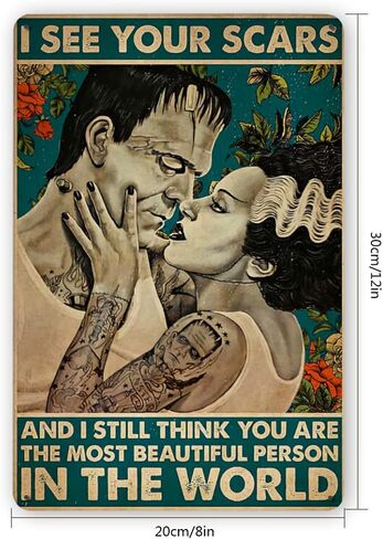 Metal Tin Signs Tin Sign The Bride of Frankenstein I See Your Scars Poster Street Garage Family Cafe Bar Farm Bathroom Door Wall Decoration Retro Plaque 8x12 Inch in Saudi Arabia