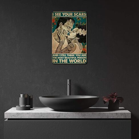 Metal Tin Signs Tin Sign The Bride of Frankenstein I See Your Scars Poster Street Garage Family Cafe Bar Farm Bathroom Door Wall Decoration Retro Plaque 8x12 Inch in Saudi Arabia