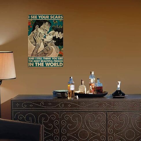 Metal Tin Signs Tin Sign The Bride of Frankenstein I See Your Scars Poster Street Garage Family Cafe Bar Farm Bathroom Door Wall Decoration Retro Plaque 8x12 Inch in Saudi Arabia